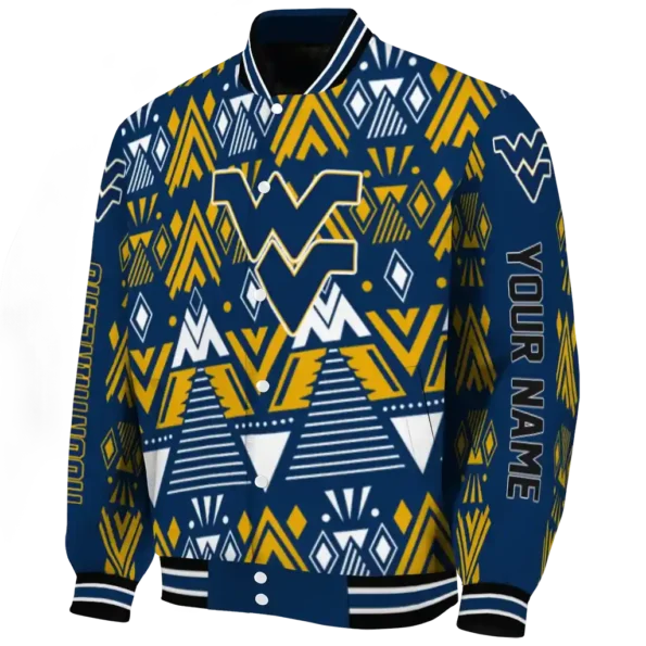 custom west virginia mountaineers pyramid shapes blue varsity jacket best selling