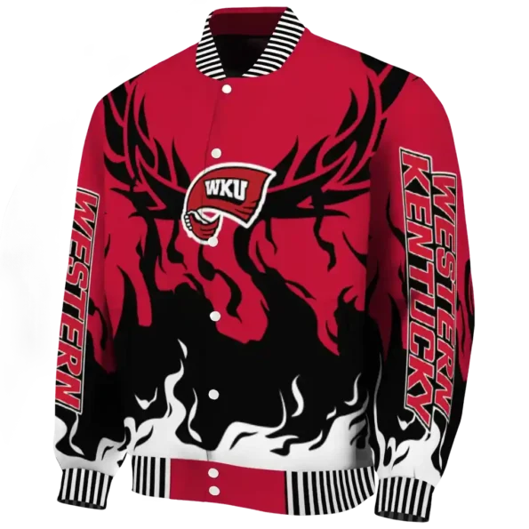 custom western kentucky hilltoppers winged blaze red white varsity jacket best selling