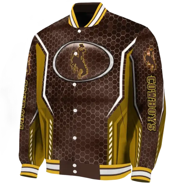 custom wyoming cowboys power plate brown varsity jacket best selling
