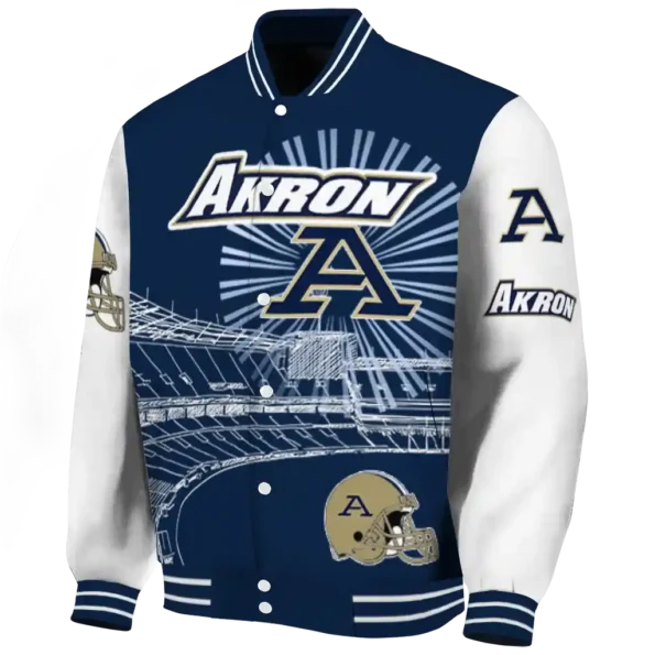 customized akron zips ferris arena blue white varsity jacket best selling