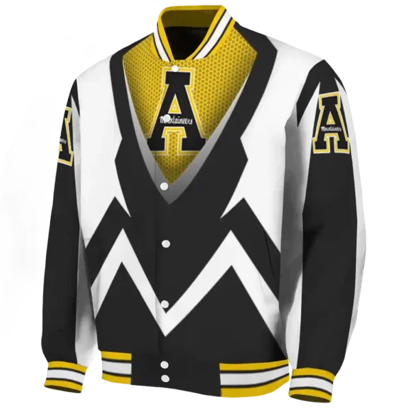 customized appalachian state mountaineers v stripes black white varsity jacket best selling