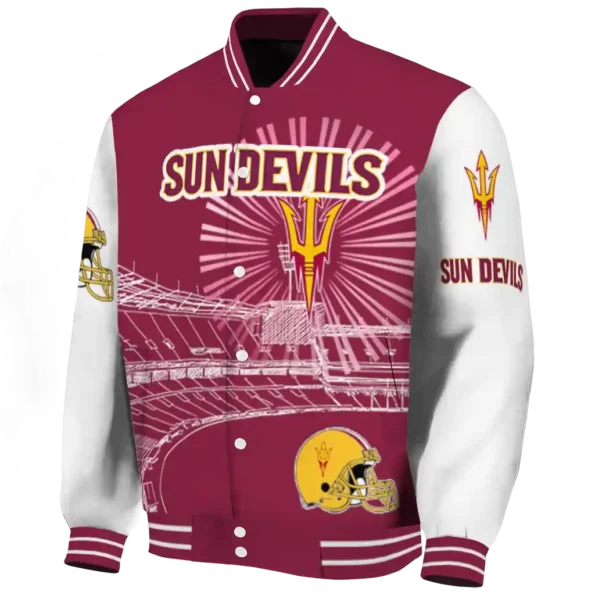 customized arizona state sun devils ferris arena maroon white varsity jacket best selling