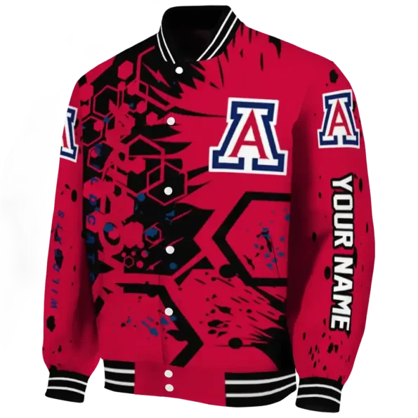 customized arizona wildcats hexagon cluster red black varsity jacket best selling
