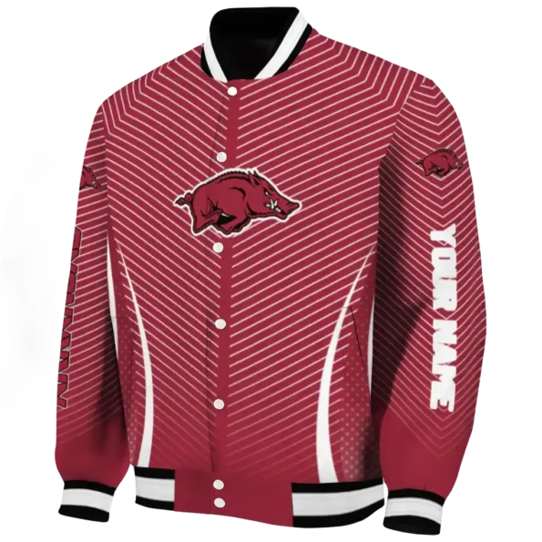 customized arkansas razorbacks chevron arrow red varsity jacket best selling