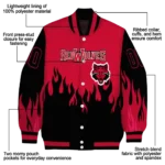 customized arkansas state red wolves flame border scarlet black varsity jacket best selling.webp