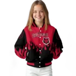 customized arkansas state red wolves flame border scarlet black varsity jacket best selling.webp