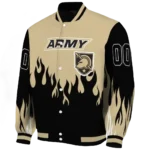 customized army black knights flame border gold black varsity jacket best selling.webp