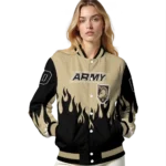 customized army black knights flame border gold black varsity jacket best selling.webp