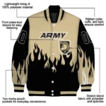 customized army black knights flame border gold black varsity jacket best selling.webp