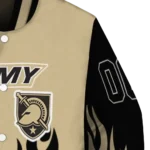 customized army black knights flame border gold black varsity jacket best selling.webp