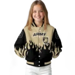 customized army black knights flame border gold black varsity jacket best selling.webp