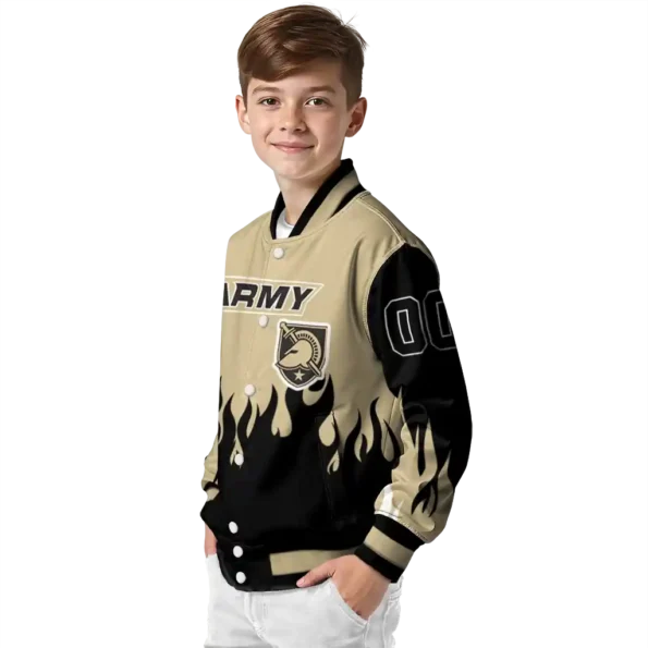 customized army black knights flame border gold black varsity jacket trendy.webp
