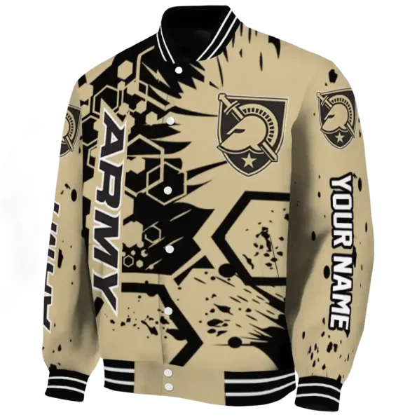 customized army black knights hexagon cluster gold black varsity jacket best selling