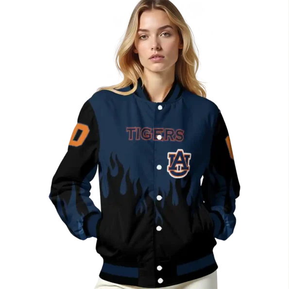 customized auburn tigers flame border navy blue black varsity jacket latest model.webp