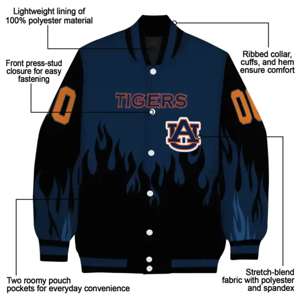 customized auburn tigers flame border navy blue black varsity jacket new arrival.webp