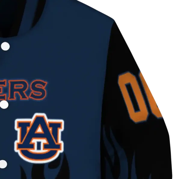 customized auburn tigers flame border navy blue black varsity jacket premium grade.webp