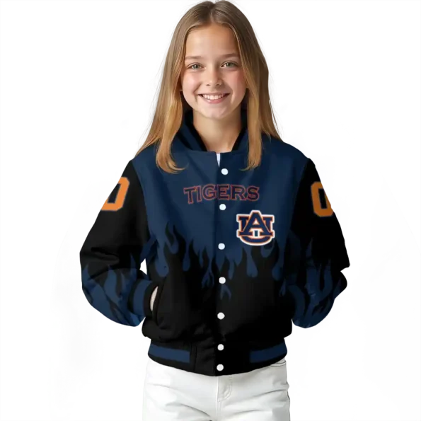 customized auburn tigers flame border navy blue black varsity jacket top rated.webp