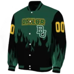 customized baylor bears flame border green black varsity jacket best selling.webp
