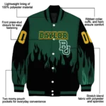 customized baylor bears flame border green black varsity jacket best selling.webp