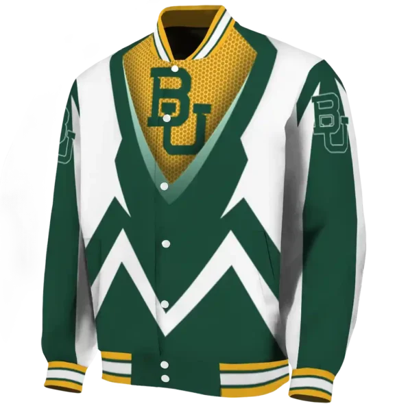 customized baylor bears v stripes green white varsity jacket best selling