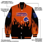 customized boise state broncos flame border orange black varsity jacket best selling.webp