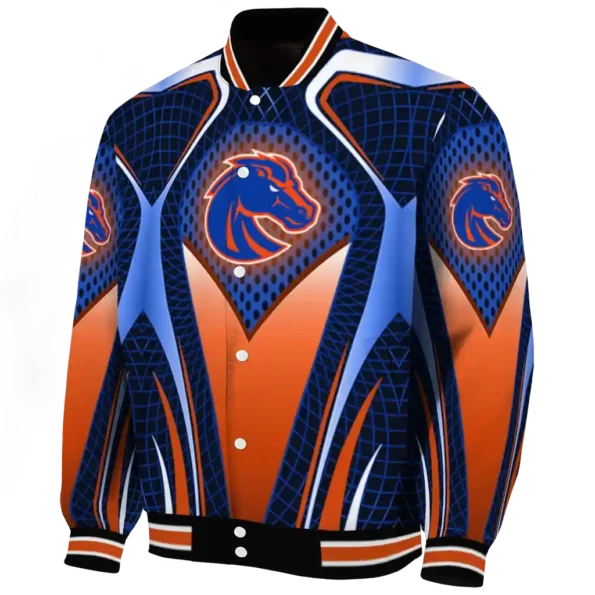 customized boise state broncos mesh chest blue black varsity jacket best selling