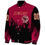 customized boston college eagles flame border maroon black varsity jacket best selling.webp