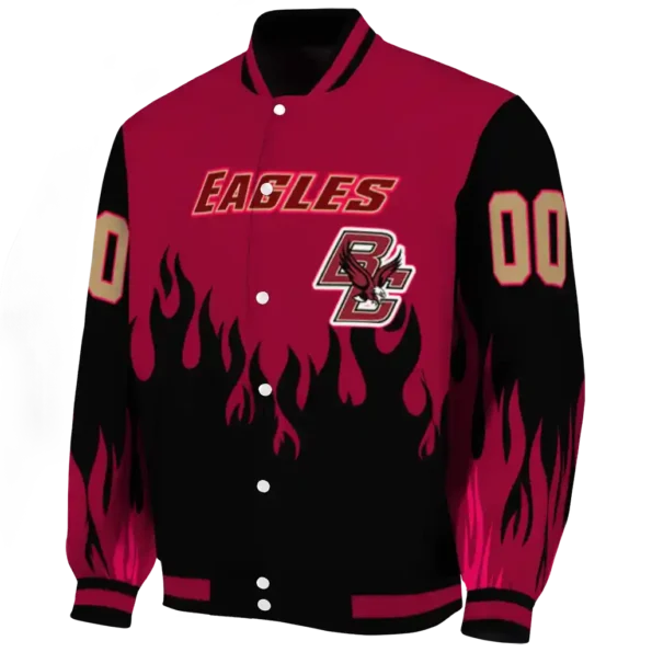 customized boston college eagles flame border maroon black varsity jacket best selling.webp