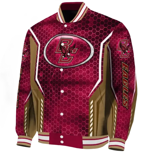 customized boston college eagles power plate maroon varsity jacket best selling