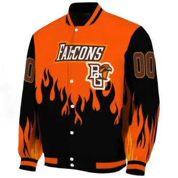 customized bowling green falcons flame border orange black varsity jacket best selling.webp
