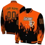 customized bowling green falcons flame border orange black varsity jacket best selling.webp