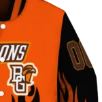 customized bowling green falcons flame border orange black varsity jacket best selling.webp