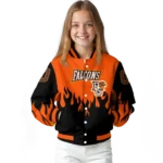 customized bowling green falcons flame border orange black varsity jacket best selling.webp