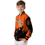 customized bowling green falcons flame border orange black varsity jacket best selling.webp