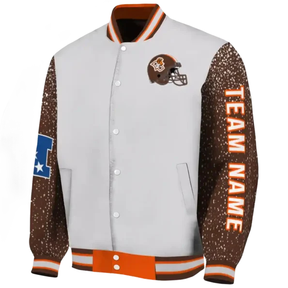customized bowling green falcons speckled arms orange gray varsity jacket best selling