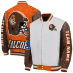 customized-bowling-green-falcons-speckled-arms-orange-gray-varsity-jacket-best-selling.webp