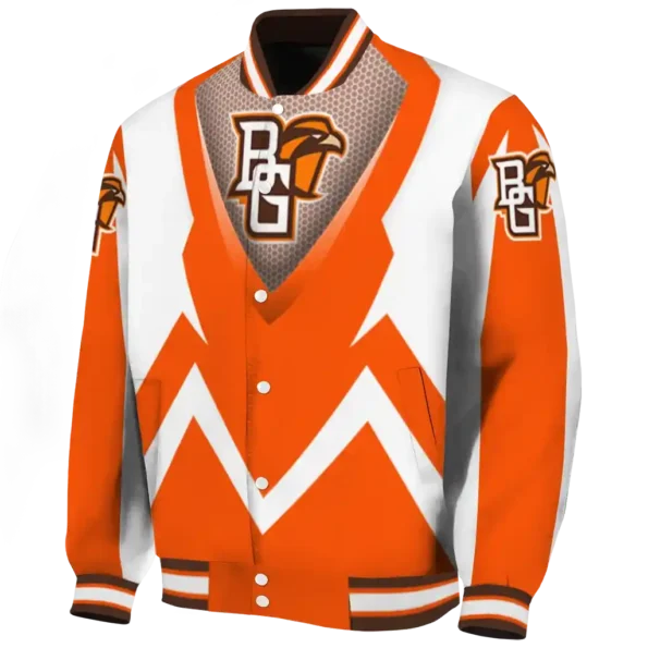 customized bowling green falcons v stripes orange white varsity jacket best selling