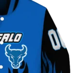 customized buffalo bulls flame border royal blue black varsity jacket best selling.webp