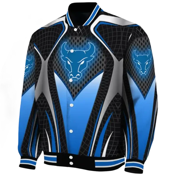 customized buffalo bulls mesh chest white black varsity jacket best selling