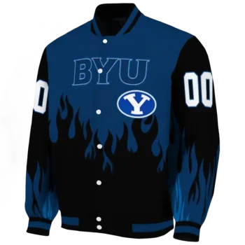 customized byu cougars flame border blue black varsity jacket best selling.webp