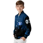 customized byu cougars flame border blue black varsity jacket best selling.webp