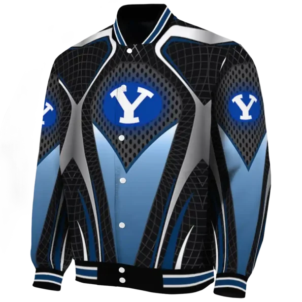 customized byu cougars mesh chest white black varsity jacket best selling