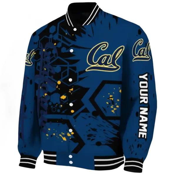 customized california golden bears hexagon cluster blue black varsity jacket best selling