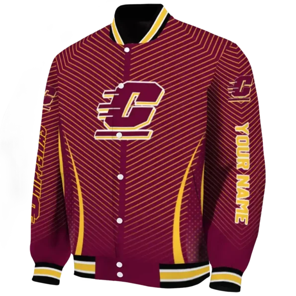 customized central michigan chippewas chevron arrow maroon varsity jacket best selling