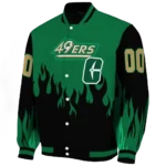 customized charlotte 49ers flame border green black varsity jacket best selling.webp