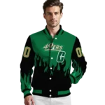 customized charlotte 49ers flame border green black varsity jacket best selling.webp