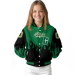 customized charlotte 49ers flame border green black varsity jacket best selling.webp