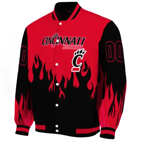 customized cincinnati bearcats flame border red black varsity jacket best selling.webp