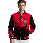 customized cincinnati bearcats flame border red black varsity jacket best selling.webp
