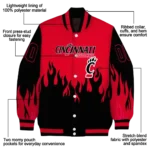 customized cincinnati bearcats flame border red black varsity jacket best selling.webp